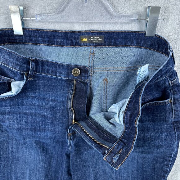 Lee Straight Leg Jeans Womens Size 16 Long Relaxed Fit Mid Rise Medium Wash Blue - Picture 5 of 12